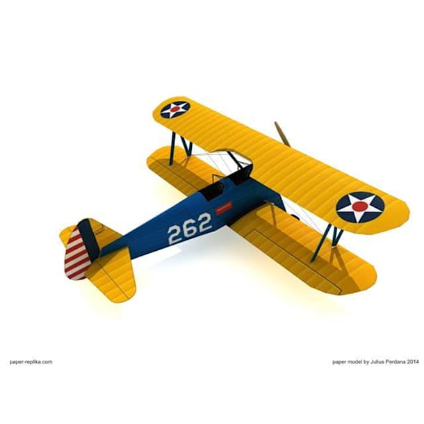 Бумажная модель Самолет Boeing PT-17 Stearman Army