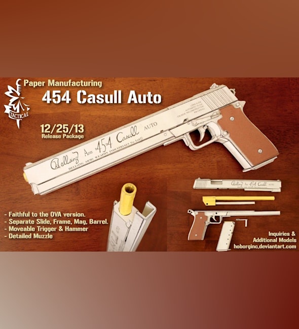 Бумажная модель Пистолет Hellsing ARMS 454 Casull Auto (Хеллсинг)