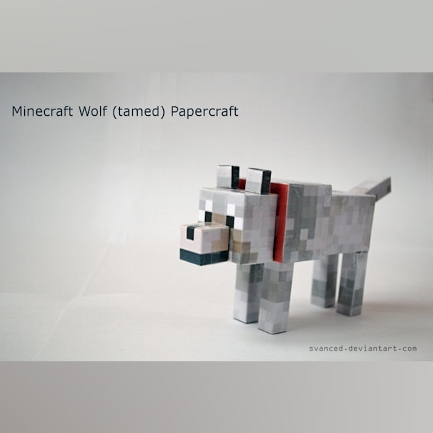 Бумажная модель Прирученный волк (Minecraft)