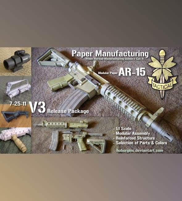 Бумажная модель Винтовка AR-15