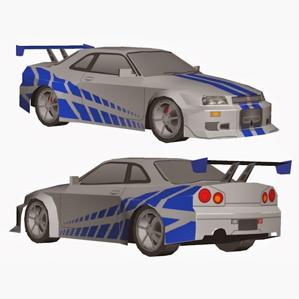 Бумажная модель Автомобиль Nissan Skyline GT-R R34 (Форсаж)