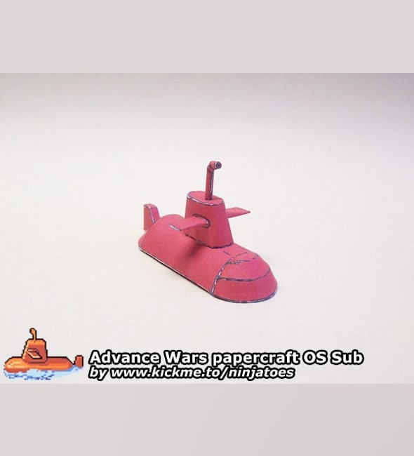 Бумажная модель Подводная лодка Orange Star Sub (Advance Wars)