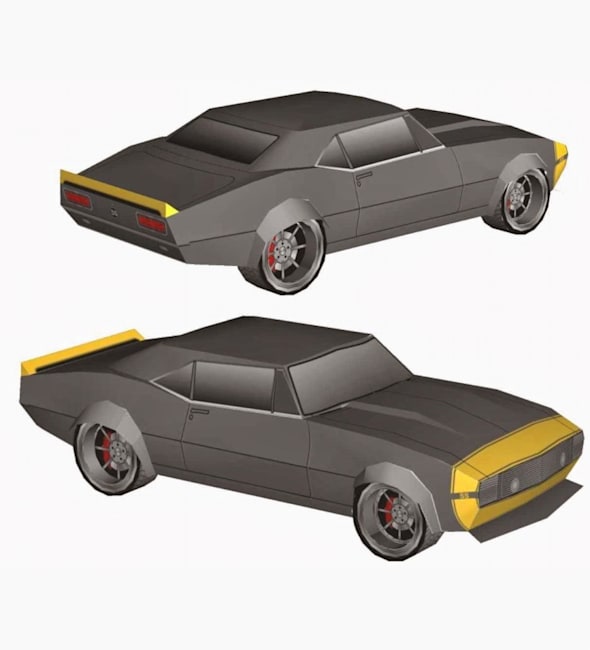 Бумажная модель Автомобиль Chevrolet Camaro 1967 (Трансформеры)