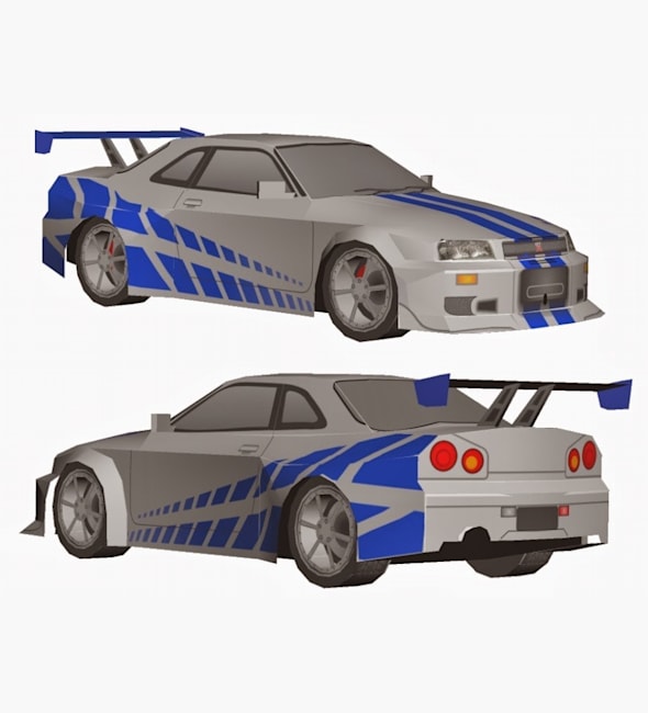 Бумажная модель Автомобиль Nissan Skyline GT-R R34 (Форсаж)