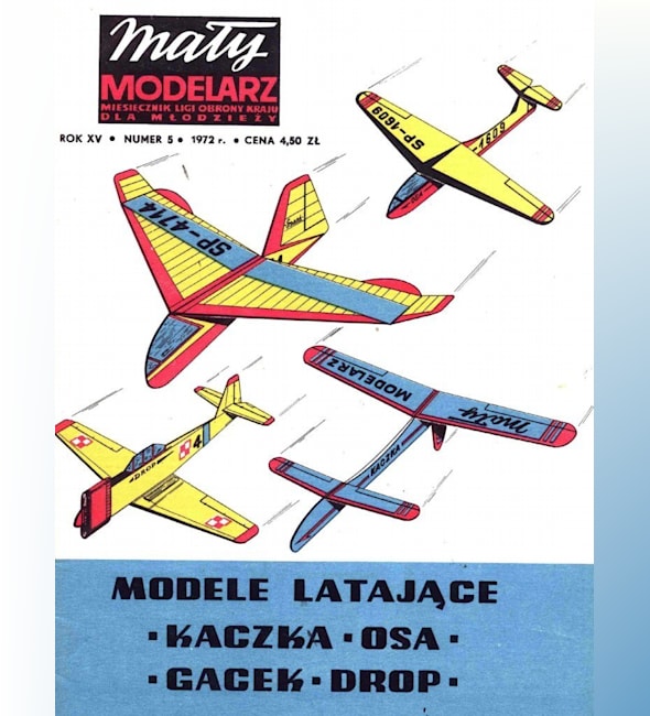Журнал Maly Modelarz - 5/1972 - Контурные модели самолетов Kaszka, Osa, Gacek, Drop