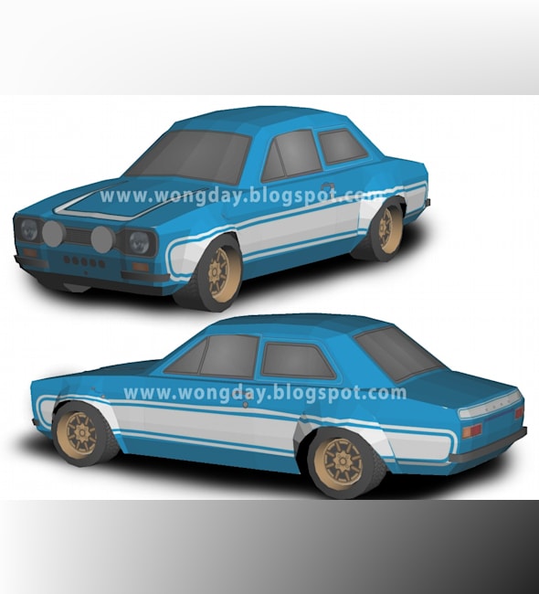 Бумажная модель Автомобиль Ford Escort Mk 1 (Форсаж)