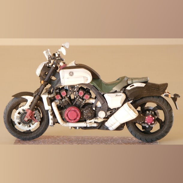 Бумажная модель Мотоцикл Yamaha VMAX [серия, часть 4/5]