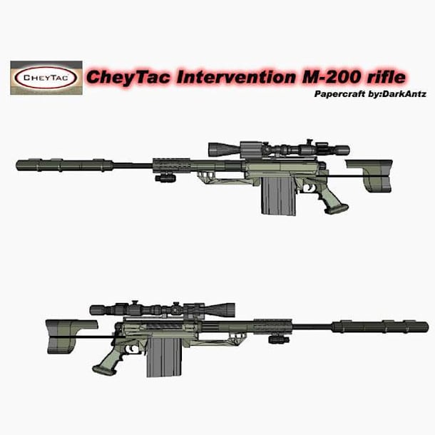 Бумажная модель Снайперская винтовка CheyTac M200 Intervention