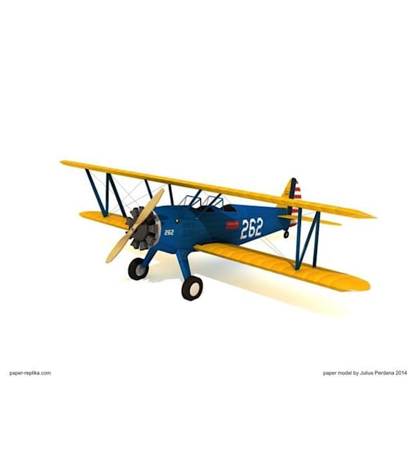 Бумажная модель Самолет Boeing PT-17 Stearman Army