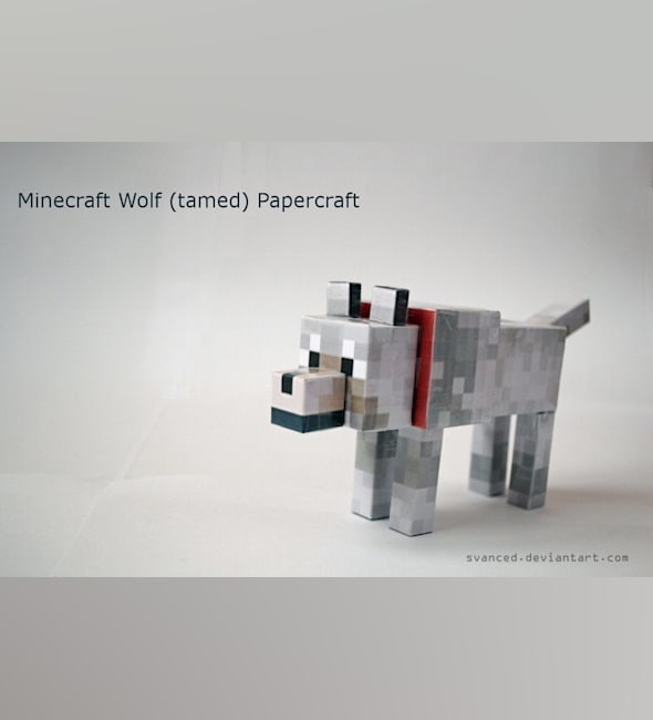 Бумажная модель Прирученный волк (Minecraft)